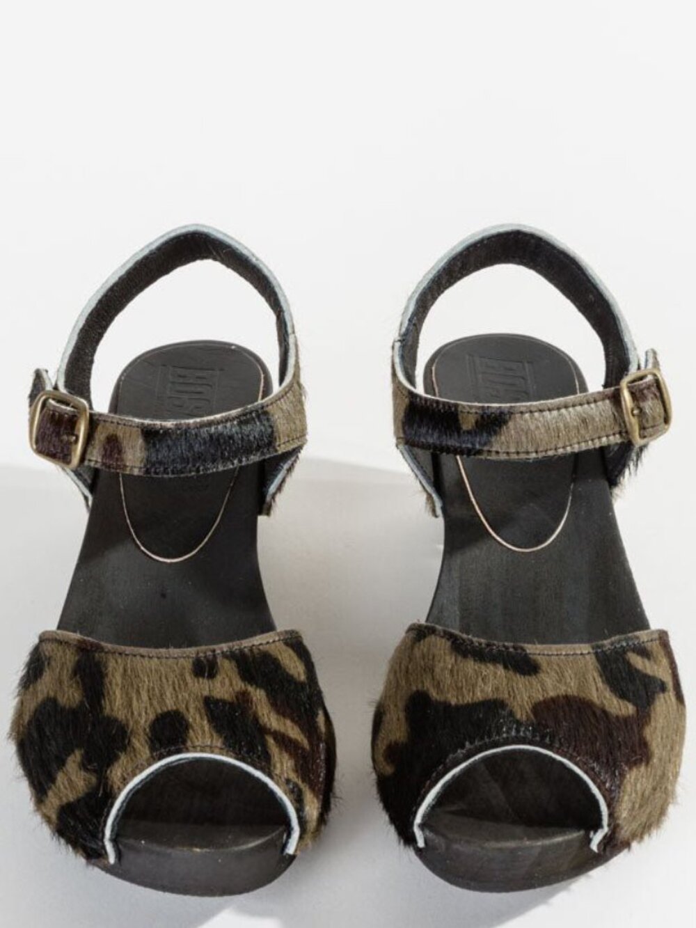 Bosabo Camouflage Calf Hair Clog Sandals Size 38 US 7.5
